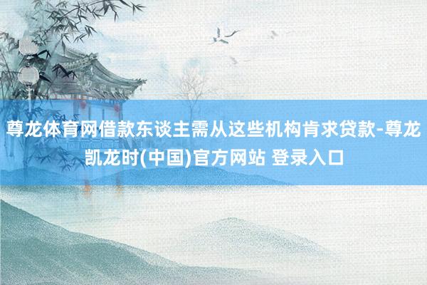 尊龙体育网借款东谈主需从这些机构肯求贷款-尊龙凯龙时(中国)官方网站 登录入口
