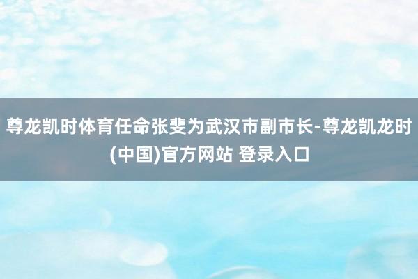 尊龙凯时体育任命张斐为武汉市副市长-尊龙凯龙时(中国)官方网站 登录入口